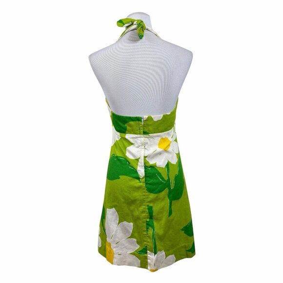 Vintage 70s Malia Honolulu Hawaiian Dress VTG 12 MDN 8 Floral Barkcloth - Picture 4 of 7